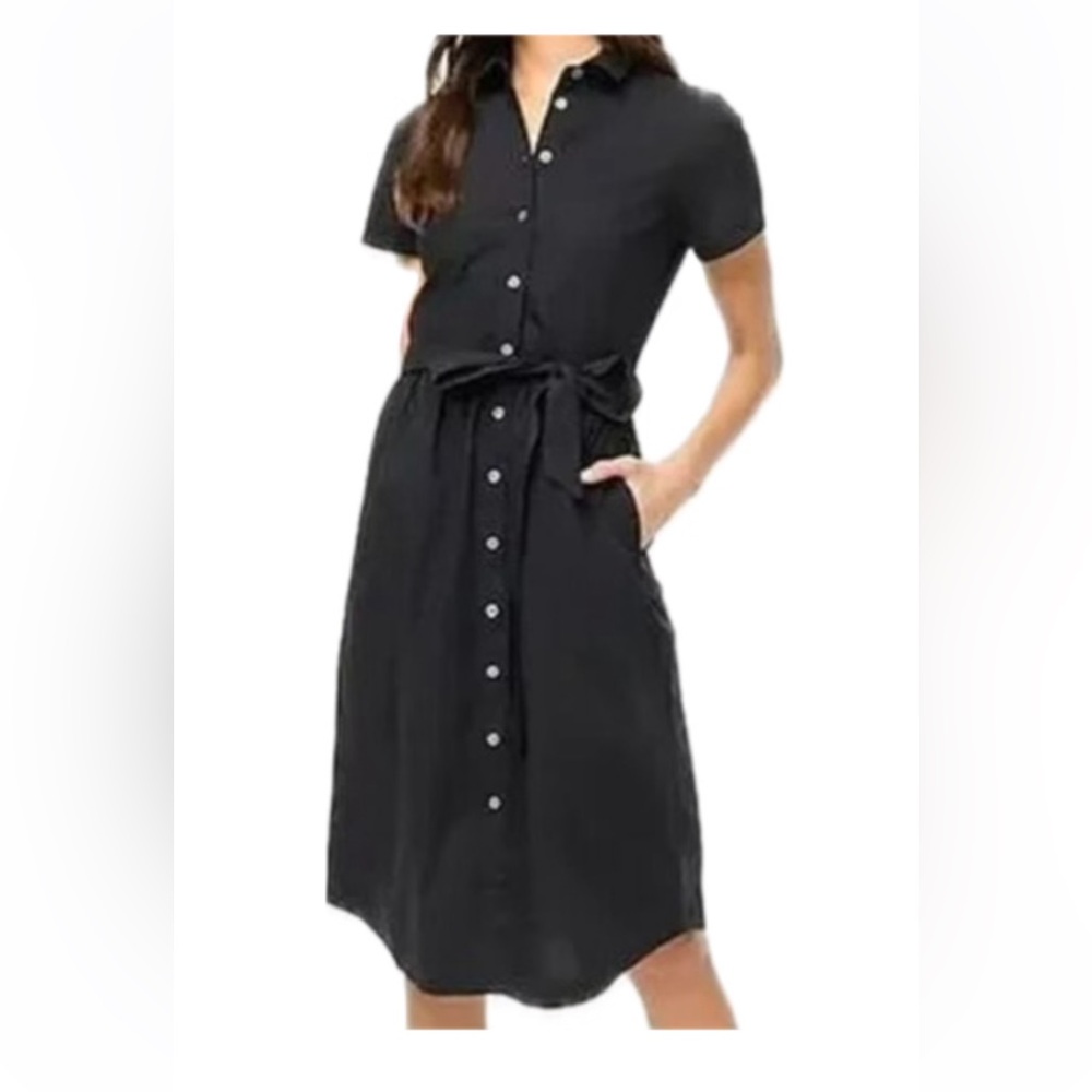 J. Crew Classic Black Midi Shirt Dress